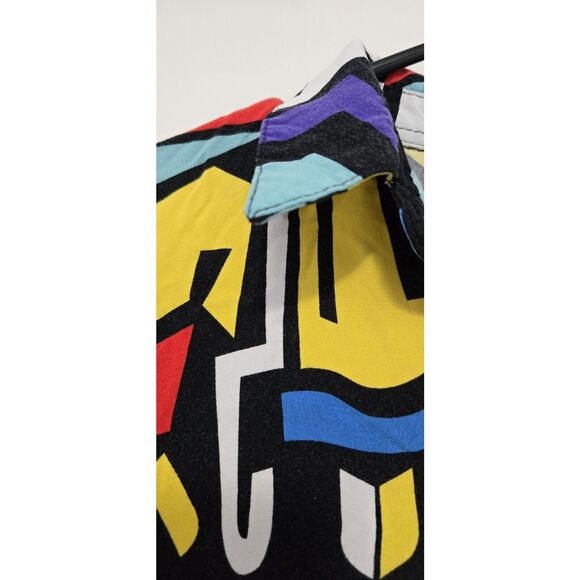 Big Dart Shirt Womens Sz 38 M Geometric Art Blouse 80s Retro Button Up Abstract - Picture 6 of 11